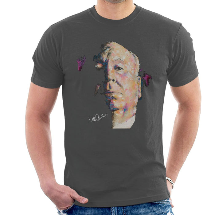Sidney Maurer Original Portrait Of Alfred Hitchcock Portrait Mens T-Shirt - Small / Charcoal - Mens T-Shirt