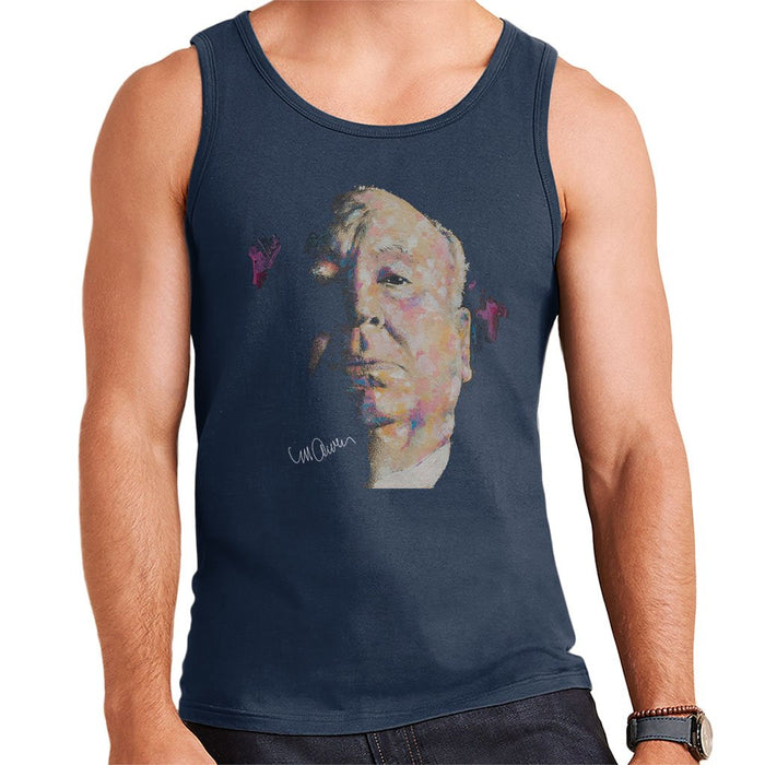 Sidney Maurer Original Portrait Of Alfred Hitchcock Portrait Mens Vest - Small / Navy Blue - Mens Vest