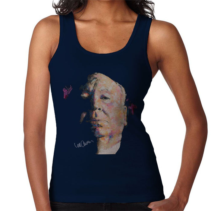 Sidney Maurer Original Portrait Of Alfred Hitchcock Portrait Womens Vest - Small / Navy Blue - Womens Vest