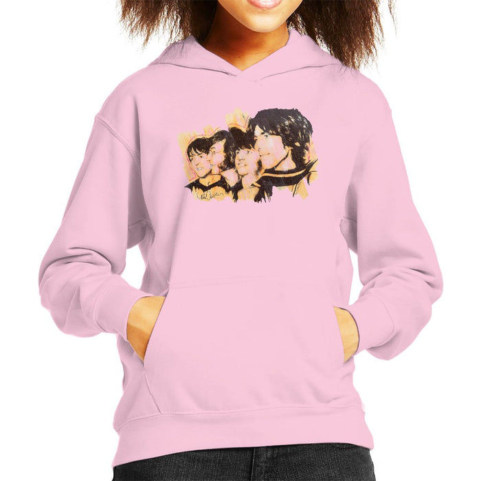 Sidney Maurer Original Portrait Of The Beatles Side Profile Kids Hooded Sweatshirt - X-Small (3-4 yrs) / Light Pink - Kids Boys Hooded