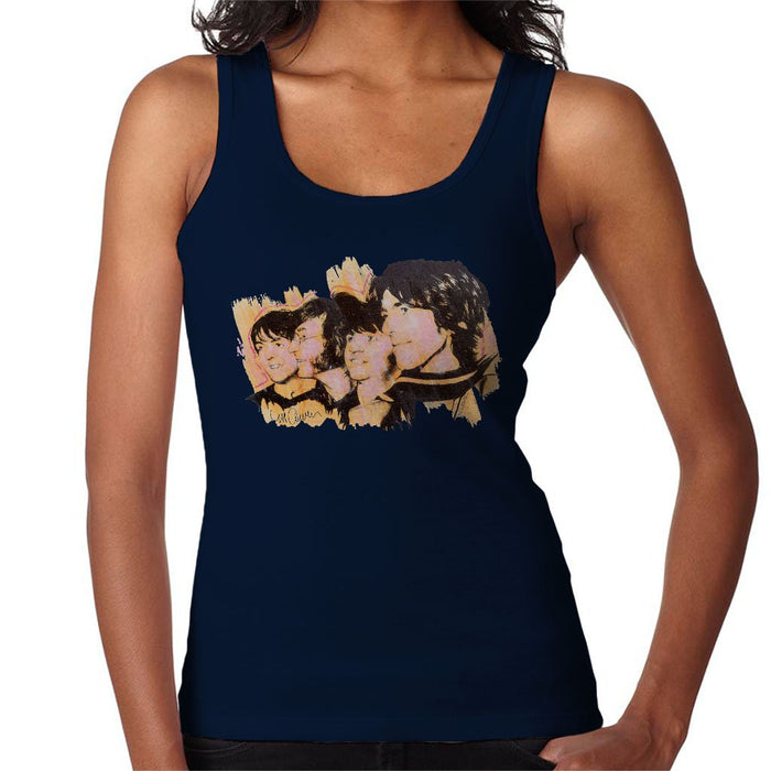 Sidney Maurer Original Portrait Of The Beatles Side Profile Womens Vest - Small / Navy Blue - Womens Vest