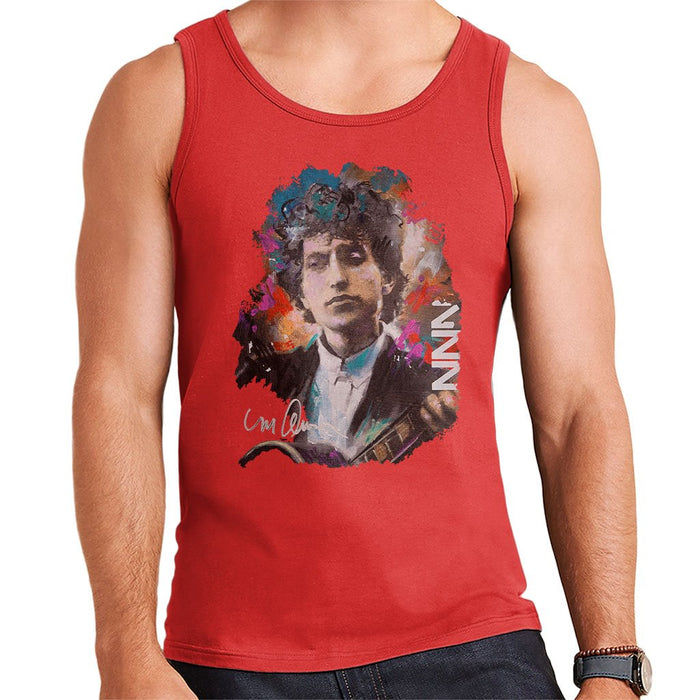 Sidney Maurer Original Portrait Of Bob Dylan Mens Vest - Small / Red - Mens Vest