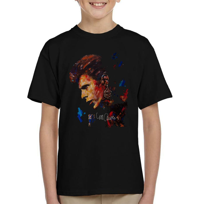 Sidney Maurer Original Portrait Of David Bowie Earring Kids T-Shirt - Kids Boys T-Shirt
