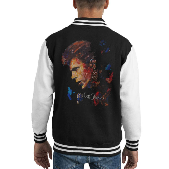Sidney Maurer Original Portrait Of David Bowie Earring Kids Varsity Jacket - Kids Boys Varsity Jacket