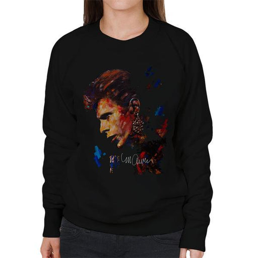 Sidney Maurer Original Portrait Of David Bowie Earring Womens Sweatshirt - Womens Sweatshirt