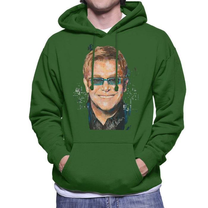 Sidney Maurer Original Portrait Of Elton John Mens Hooded Sweatshirt - Mens Hooded Sweatshirt