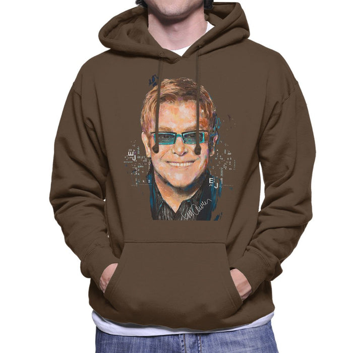 Sidney Maurer Original Portrait Of Elton John Mens Hooded Sweatshirt - Mens Hooded Sweatshirt