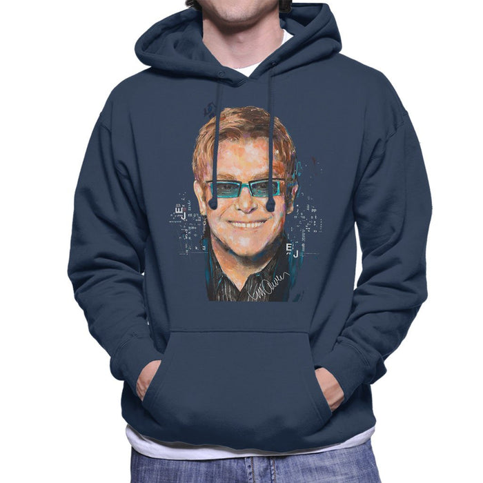 Sidney Maurer Original Portrait Of Elton John Mens Hooded Sweatshirt - Mens Hooded Sweatshirt