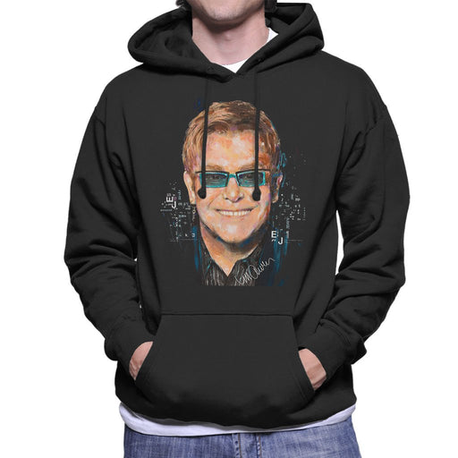 Sidney Maurer Original Portrait Of Elton John Mens Hooded Sweatshirt - Mens Hooded Sweatshirt