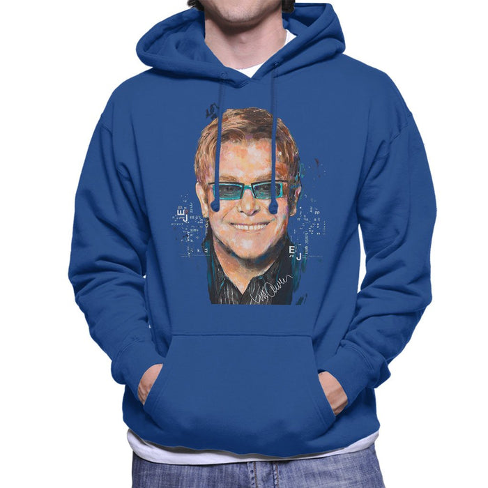 Sidney Maurer Original Portrait Of Elton John Mens Hooded Sweatshirt - Mens Hooded Sweatshirt