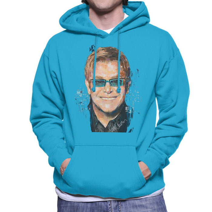 Sidney Maurer Original Portrait Of Elton John Mens Hooded Sweatshirt - Mens Hooded Sweatshirt