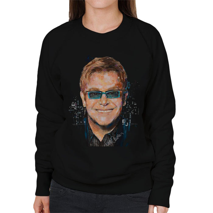 Sidney Maurer Original Portrait Of Elton John Womens Sweatshirt - Womens Sweatshirt