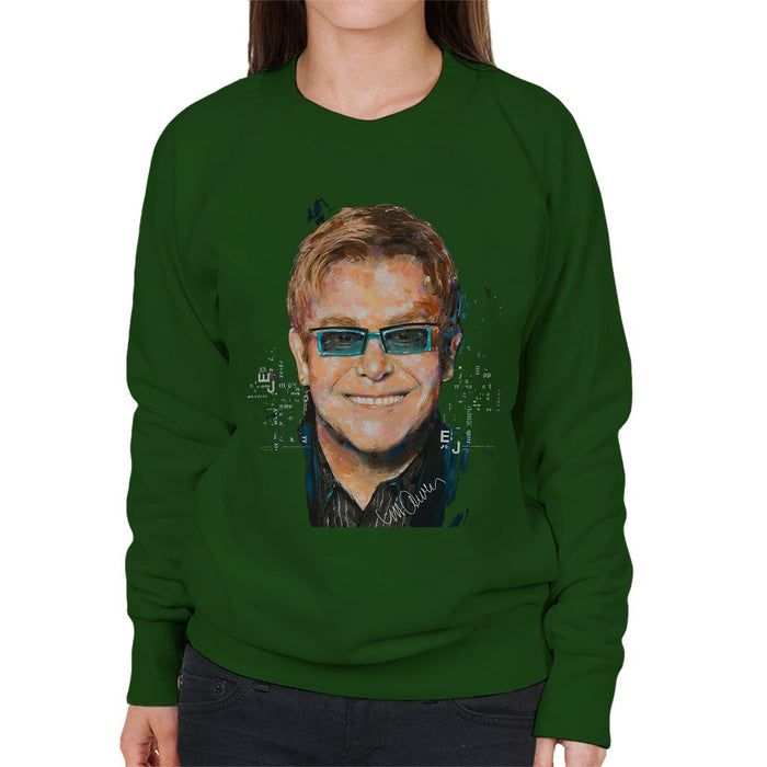 Sidney Maurer Original Portrait Of Elton John Womens Sweatshirt - Womens Sweatshirt