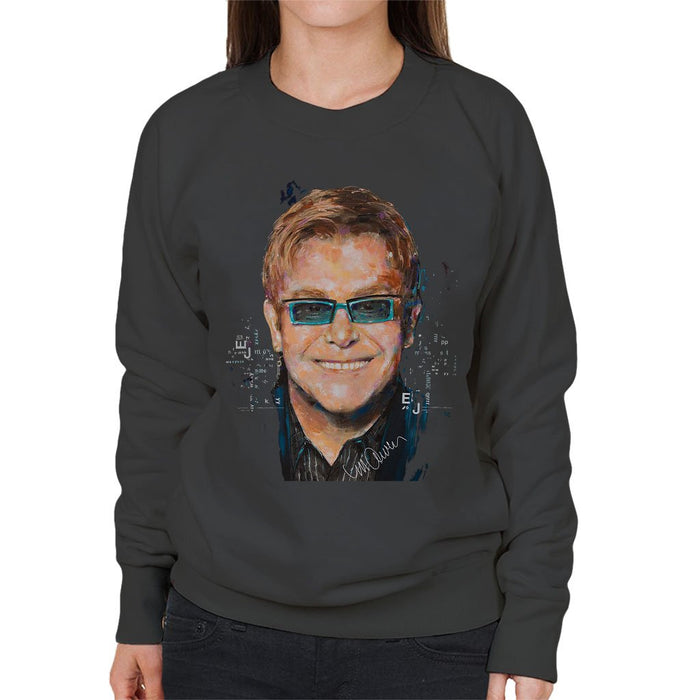 Sidney Maurer Original Portrait Of Elton John Womens Sweatshirt - Womens Sweatshirt