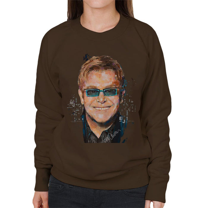 Sidney Maurer Original Portrait Of Elton John Womens Sweatshirt - Womens Sweatshirt
