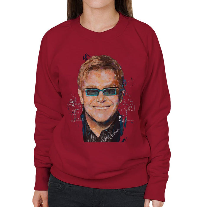 Sidney Maurer Original Portrait Of Elton John Womens Sweatshirt - Womens Sweatshirt