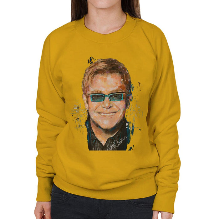 Sidney Maurer Original Portrait Of Elton John Womens Sweatshirt - Womens Sweatshirt