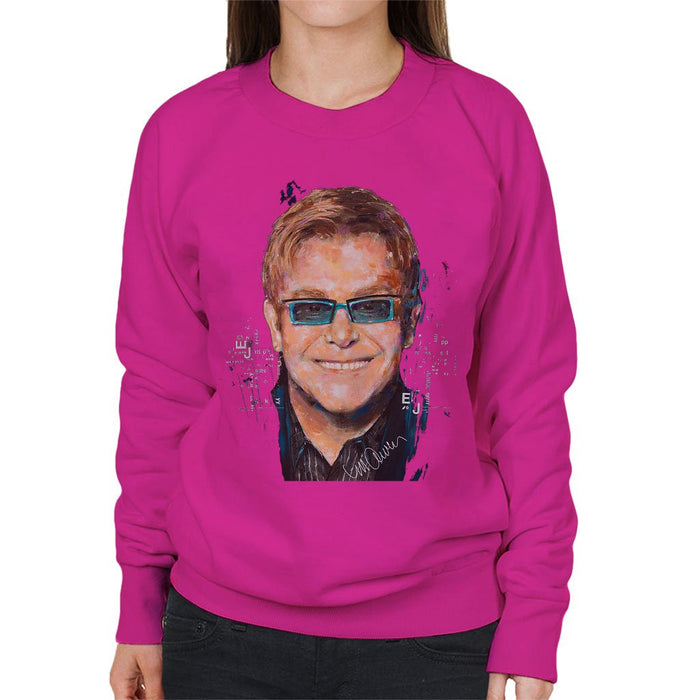 Sidney Maurer Original Portrait Of Elton John Womens Sweatshirt - Womens Sweatshirt
