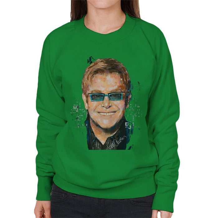 Sidney Maurer Original Portrait Of Elton John Womens Sweatshirt - Womens Sweatshirt