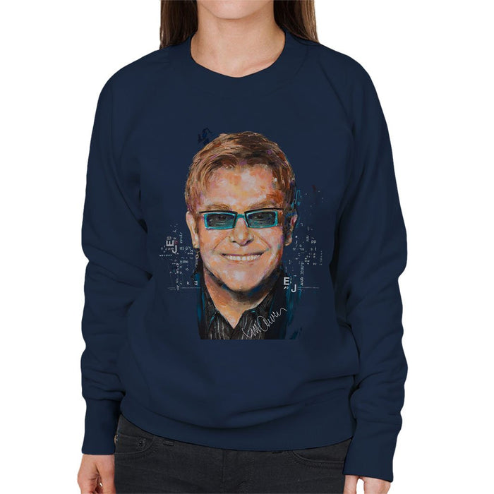Sidney Maurer Original Portrait Of Elton John Womens Sweatshirt - Womens Sweatshirt