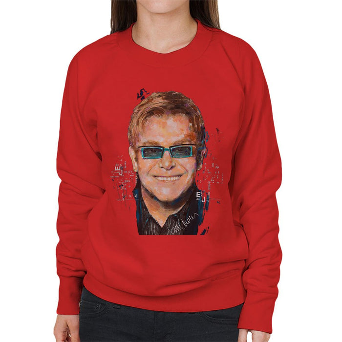 Sidney Maurer Original Portrait Of Elton John Womens Sweatshirt - Womens Sweatshirt