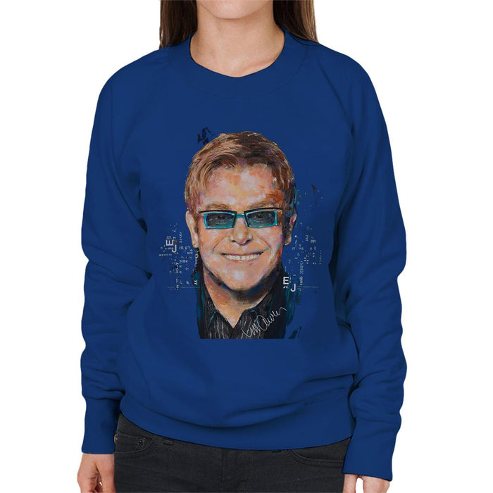 Sidney Maurer Original Portrait Of Elton John Womens Sweatshirt - Womens Sweatshirt