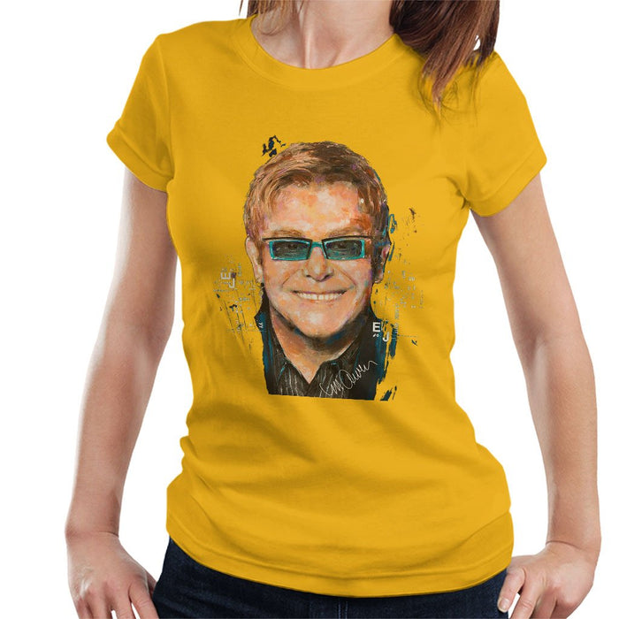 Sidney Maurer Original Portrait Of Elton John Womens T-Shirt - Womens T-Shirt