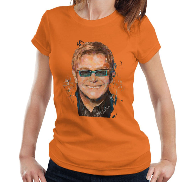 Sidney Maurer Original Portrait Of Elton John Womens T-Shirt - Womens T-Shirt