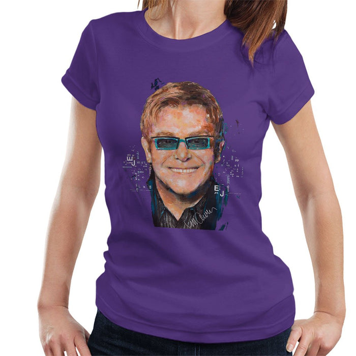 Sidney Maurer Original Portrait Of Elton John Womens T-Shirt - Womens T-Shirt