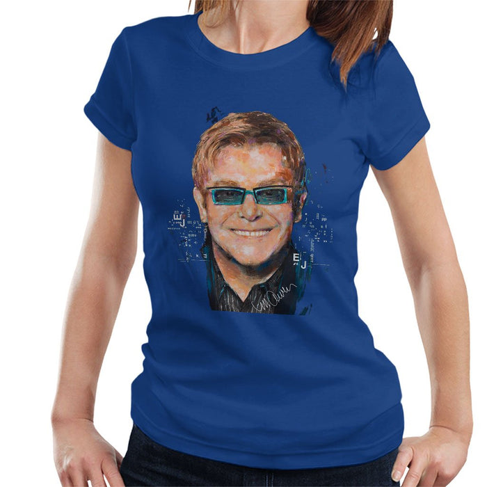 Sidney Maurer Original Portrait Of Elton John Womens T-Shirt - Womens T-Shirt