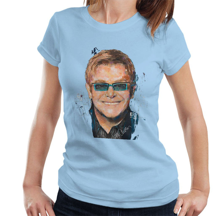 Sidney Maurer Original Portrait Of Elton John Womens T-Shirt - Womens T-Shirt