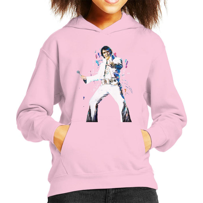 Sidney Maurer Original Portrait Of Elvis Presley Kids Hooded Sweatshirt - X-Small (3-4 yrs) / Light Pink - Kids Boys Hooded Sweatshirt