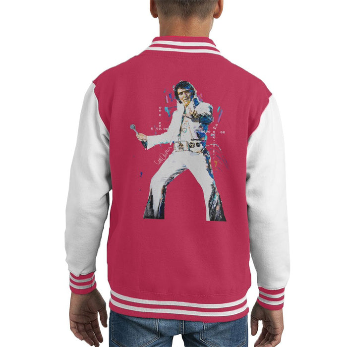 Sidney Maurer Original Portrait Of Elvis Presley Kids Varsity Jacket - Kids Boys Varsity Jacket