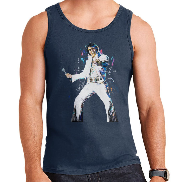 Sidney Maurer Original Portrait Of Elvis Presley Mens Vest - Small / Navy Blue - Mens Vest