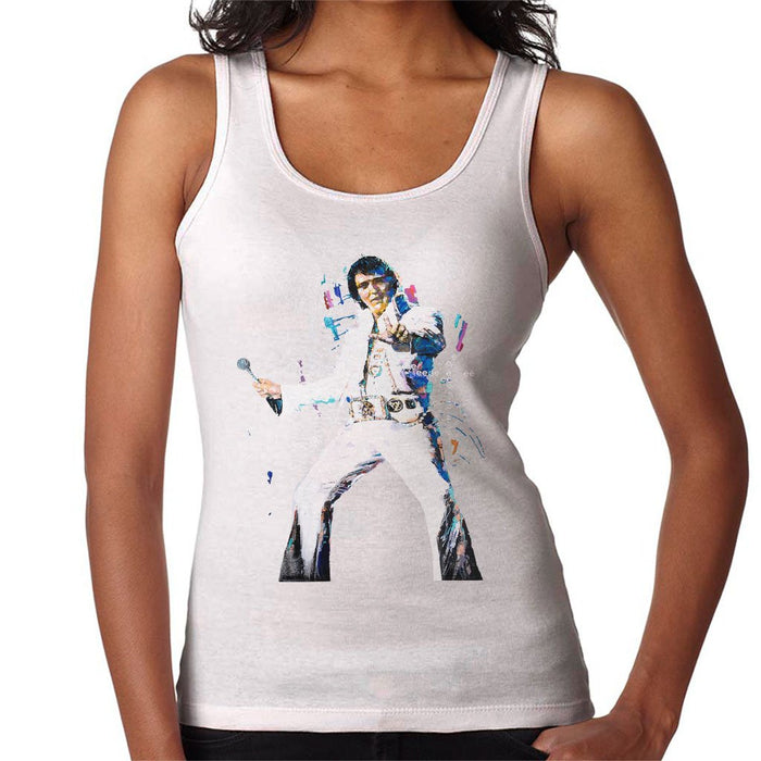 Sidney Maurer Original Portrait Of Elvis Presley Womens Vest - Small / White - Womens Vest