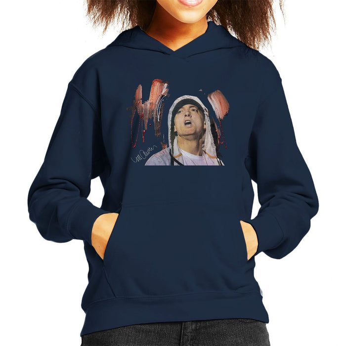 Sidney Maurer Original Portrait Of Eminem Kids Hooded Sweatshirt - Kids Boys Hooded Sweatshirt