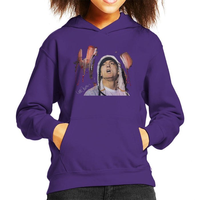 Sidney Maurer Original Portrait Of Eminem Kids Hooded Sweatshirt - Kids Boys Hooded Sweatshirt
