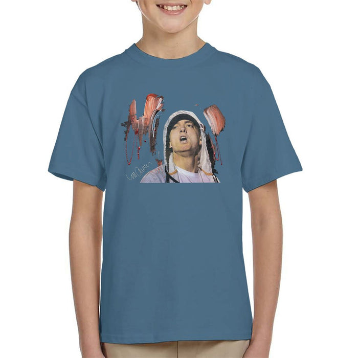 Sidney Maurer Original Portrait Of Eminem Kids T-Shirt - Kids Boys T-Shirt