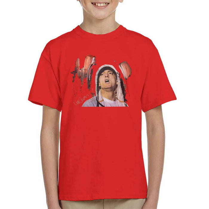 Sidney Maurer Original Portrait Of Eminem Kids T-Shirt - Kids Boys T-Shirt