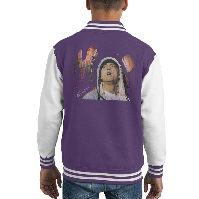 Sidney Maurer Original Portrait Of Eminem Kids Varsity Jacket - Kids Boys Varsity Jacket