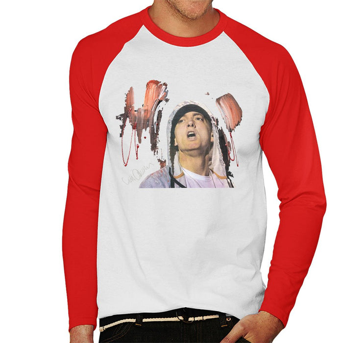 Sidney Maurer Original Portrait Of Eminem Mens Baseball Long Sleeved T-Shirt - Mens Baseball Long Sleeved T-Shirt