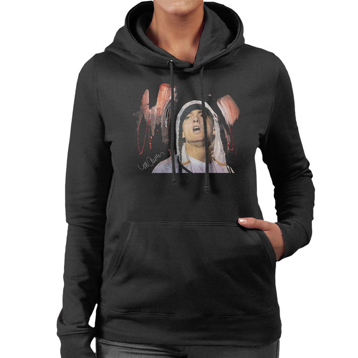 Sidney Maurer Original Portrait Of Eminem Womens Hooded Sweatshirt - Womens Hooded Sweatshirt