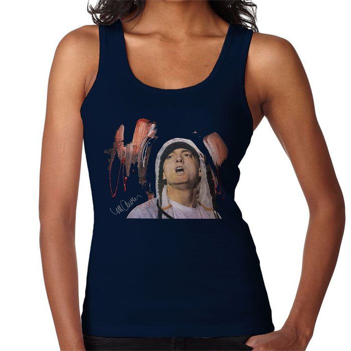 Sidney Maurer Original Portrait Of Eminem Womens Vest - Small / Navy Blue - Womens Vest