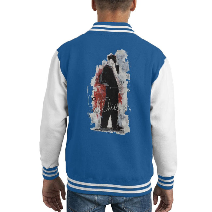 Sidney Maurer Original Portrait Of Frank Sinatra Side Shot Kids Varsity Jacket - X-Small (3-4 yrs) / Royal/White - Kids Boys Varsity Jacket