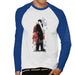 Sidney Maurer Original Portrait Of Frank Sinatra Side Shot Mens Baseball Long Sleeved T-Shirt - Small / White/Royal - Mens Baseball Long