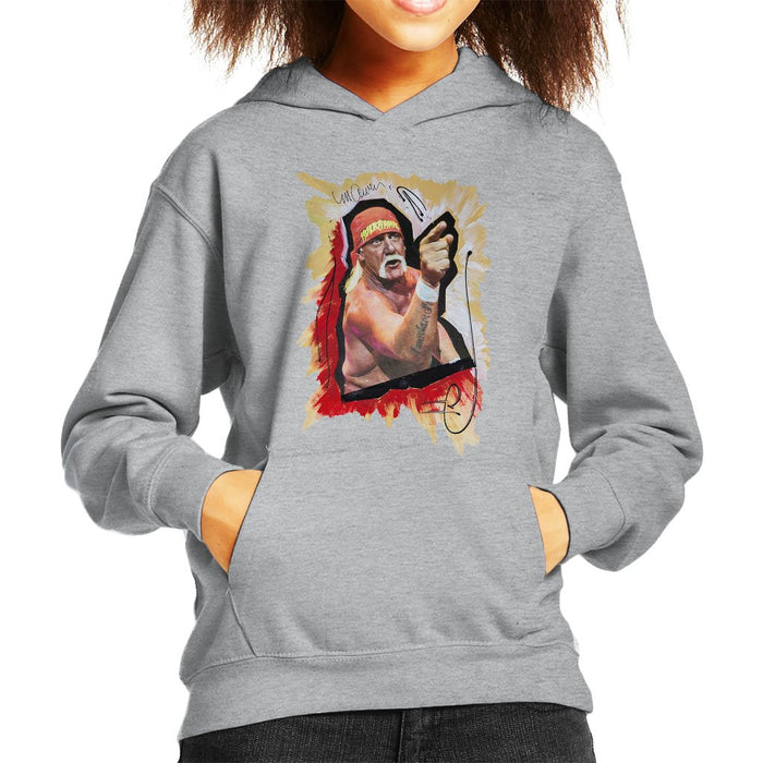 Sidney Maurer Original Portrait Of Hulk Hogan Kids Hooded Sweatshirt - Kids Boys Hooded Sweatshirt