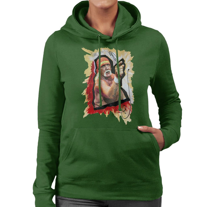 Sidney Maurer Original Portrait Of Hulk Hogan Womens Hooded Sweatshirt - Womens Hooded Sweatshirt