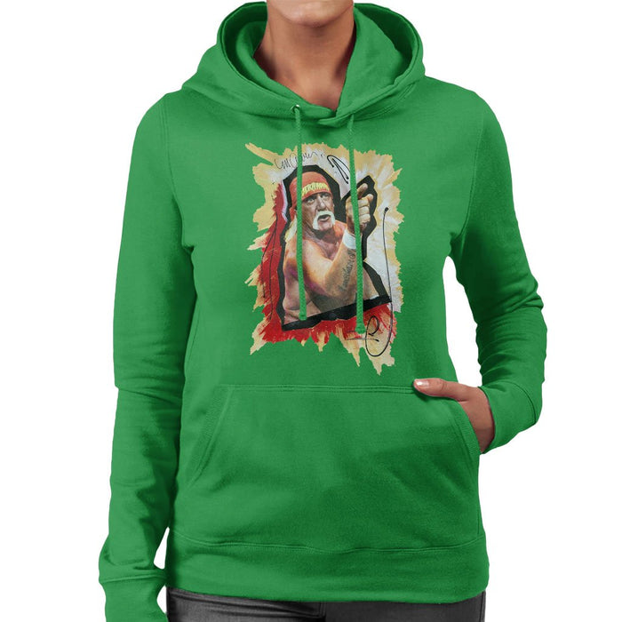 Sidney Maurer Original Portrait Of Hulk Hogan Womens Hooded Sweatshirt - Womens Hooded Sweatshirt