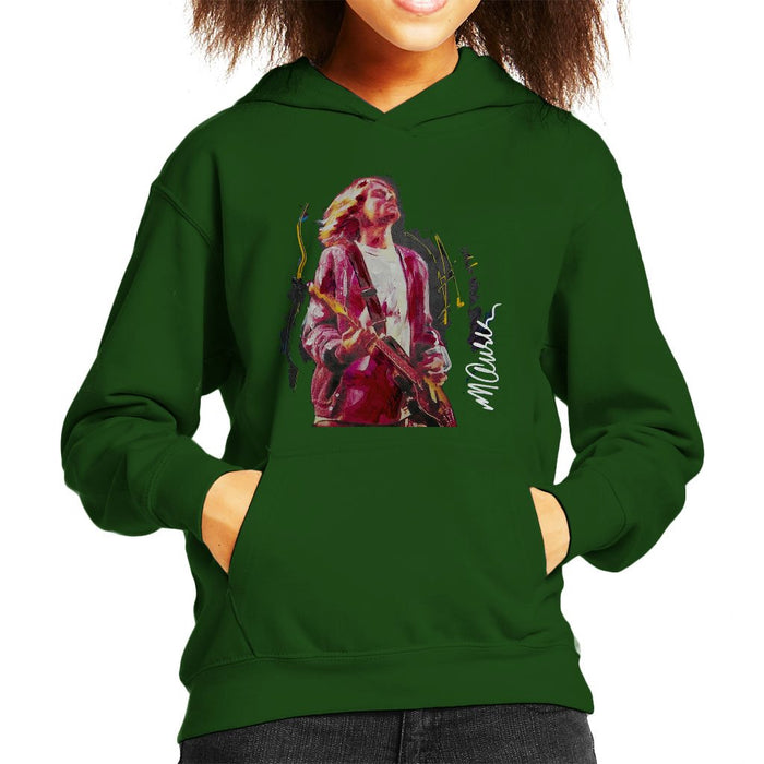 Sidney Maurer Original Portrait Of Kurt Cobain Guitar Kids Hooded Sweatshirt - Kids Boys Hooded Sweatshirt