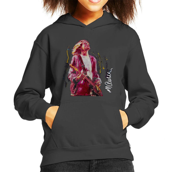 Sidney Maurer Original Portrait Of Kurt Cobain Guitar Kids Hooded Sweatshirt - Kids Boys Hooded Sweatshirt